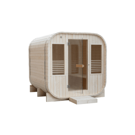 Saună pătrată 3–4 persoane, lemn Hemlock cu sobă pe lemne