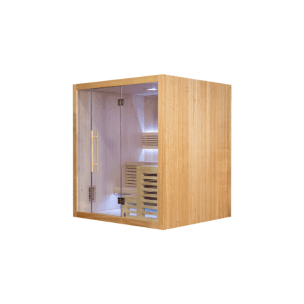 Saună tradițională de interior 2–3 persoane cu sobă electrică 6 kW, din lemn Pin Termotratat