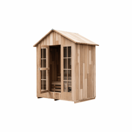 Saună exterioară 2 persoane din pin termotratat cu sobă electrică