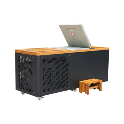 JIBT-2000SS-Cadă Luxury Recuperare Gheață și SPA, Lemn Cedru & Metal Negru, Interior Inox, Răcire/Încălzire (Control Telefon)