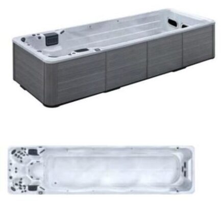 Piscină Swim Spa Extra-Large 7.8M, Zone Înot & Jacuzzi, Compatibilă Pompă de Căldură